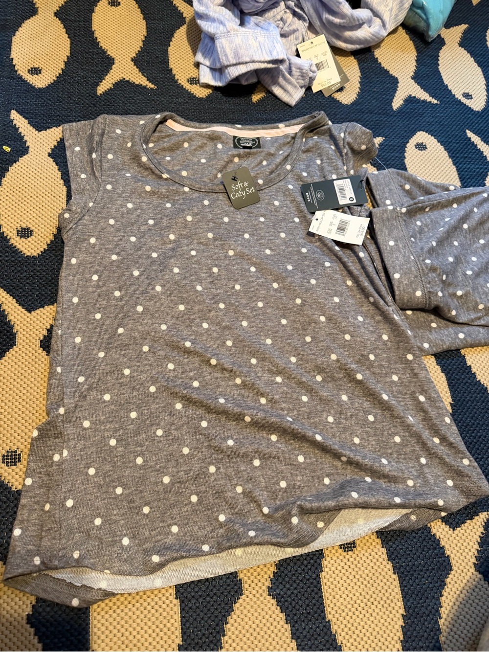 Laura Ashley Gray Polka Dot Short Sleeve Pajama set